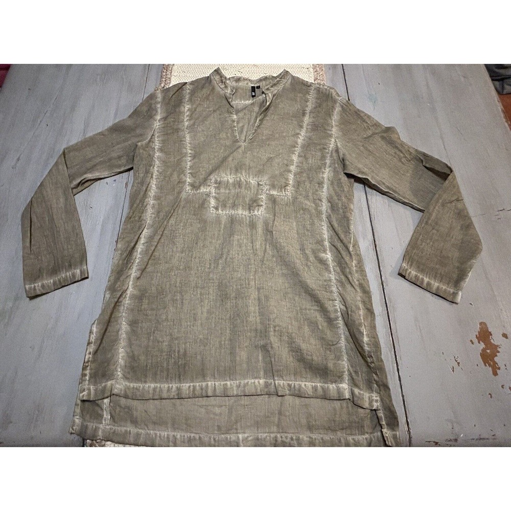Jarbo Brown Cotton Tunic Pullover Lightweight Shirt Boho Side Slit Sz 4 US L